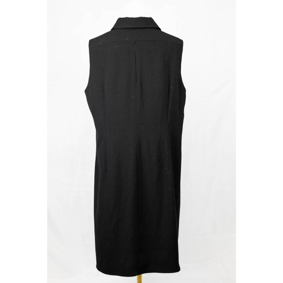 Tahari Size 14 Dress Sleeveless Buttoned Animal Print Lining Black - Picture 2 of 7